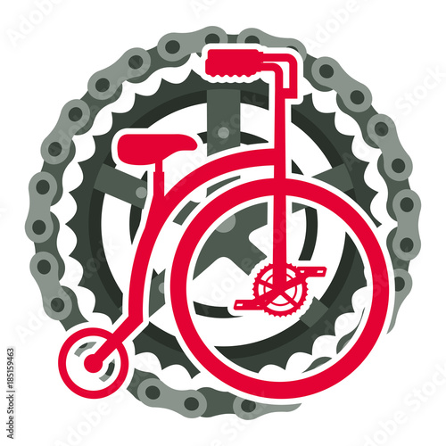retro bicycle with chain and sprocket vector illustration design