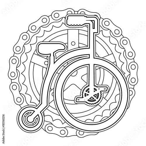 retro bicycle with chain and sprocket vector illustration design