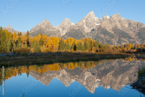 Scenic Autumn Reflection in the Tetons at Sunrise