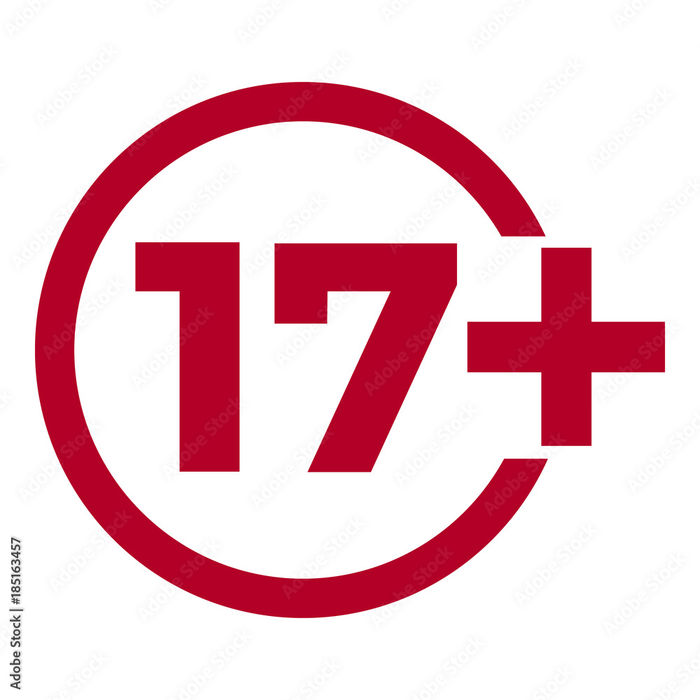 Limit age icon on red background. Icons age limit vector flat illustration. Limit age icon on red background. Icons age limit vector flat illustration.