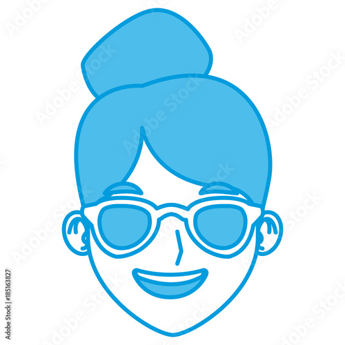 Young woman face cartoon