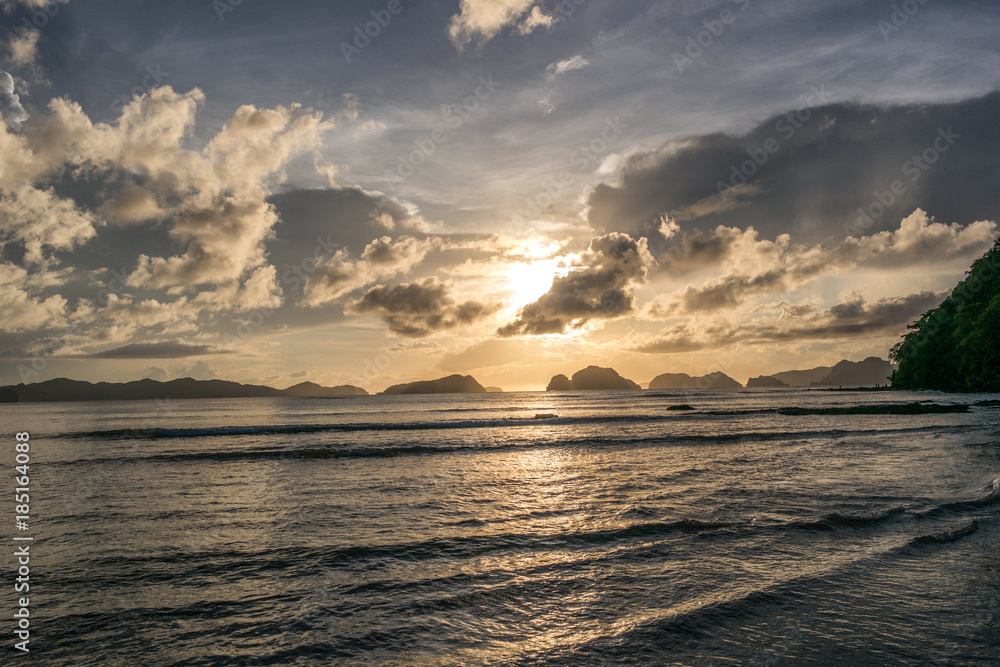 Beautiful sunset in El Nido, Palawan island, Philippines Beautiful sunset in El Nido, Palawan island, Philippines