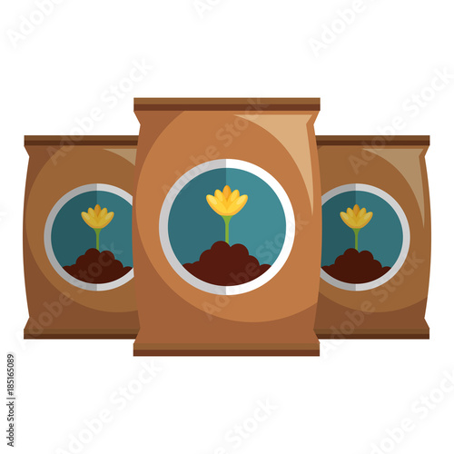 fertilizer bags isolated icon vector illustration design
