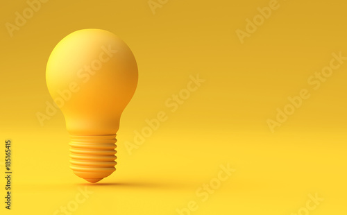 Minimal Idea Design Concept Yellow bulb on yellow pastel background.