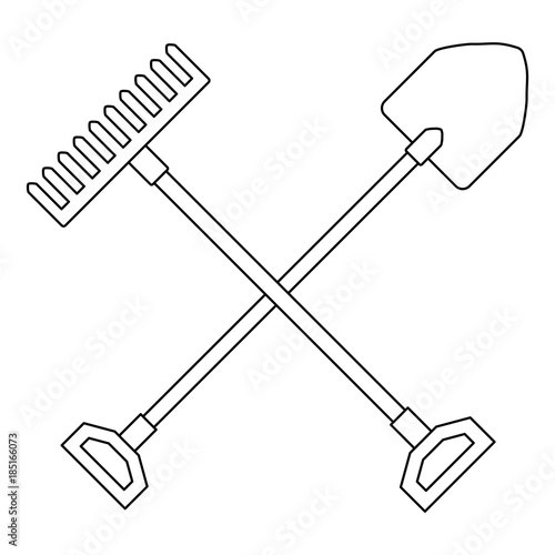gardening shovel with rake vector illustration design