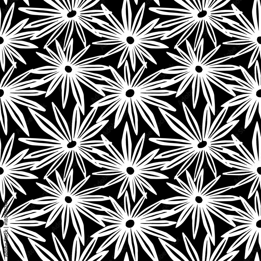 Flowers seamless hand craft expressive ink pattern. Flowers seamless hand craft expressive ink pattern.