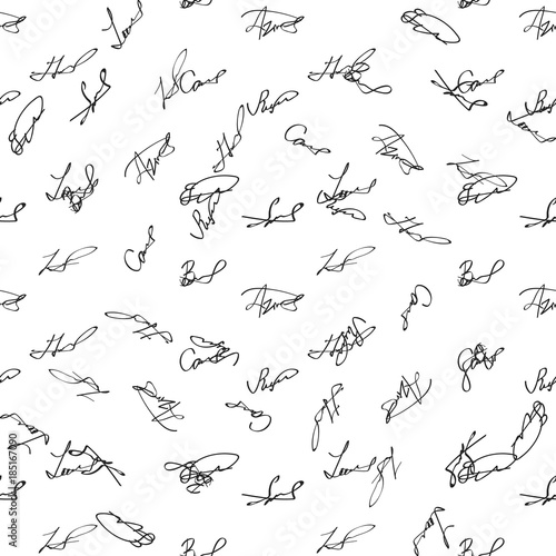 Seamless pattern - Fictitious autographs (signatures)