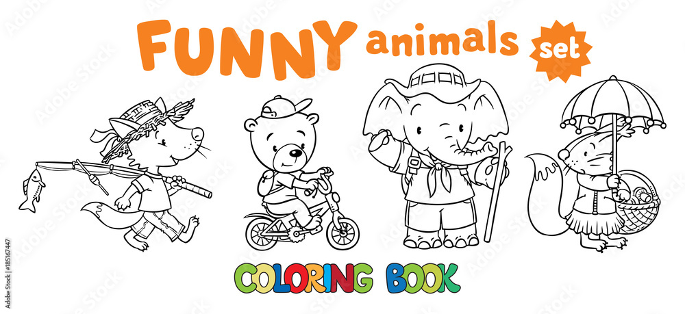 Coloring book set of funny baby animals Coloring book set of funny baby animals