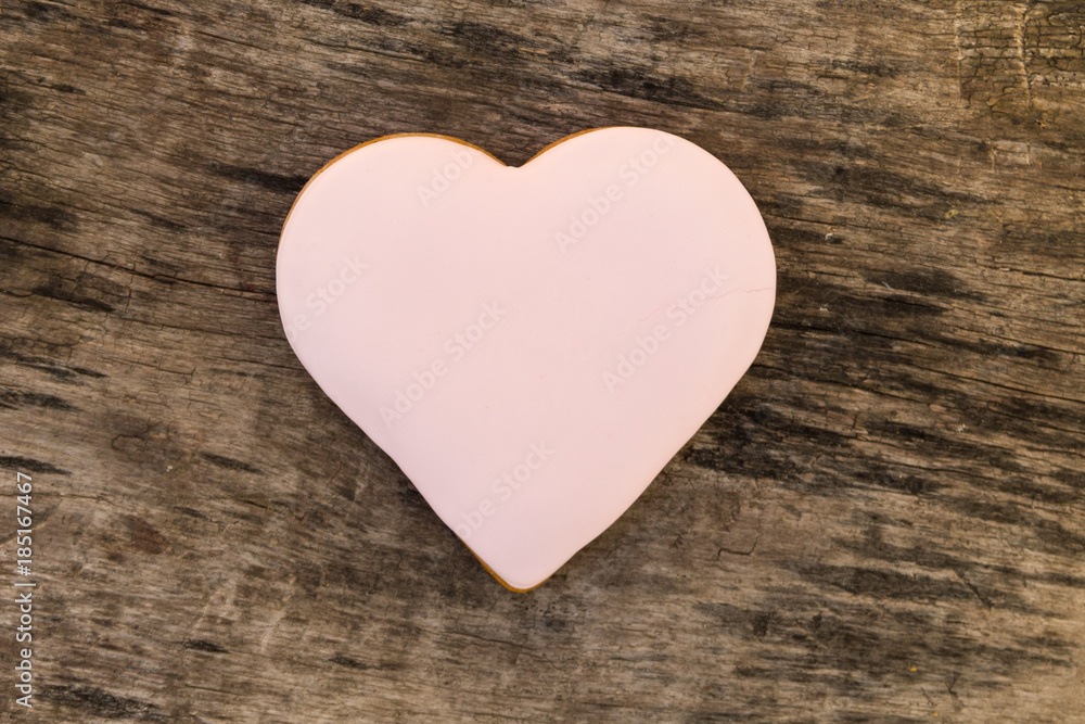 Heart shaped cookies for valentine day on rustic wooden table Heart shaped cookies for valentine day on rustic wooden table