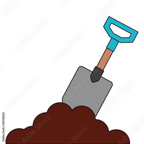 gardening shovel with sand vector illustration design