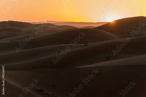 sand dune with sunrise in morning in Sahara desert