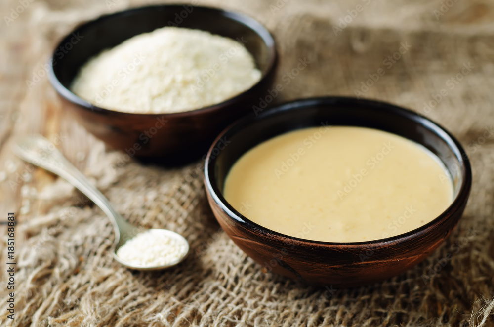 Tahini, sesame paste with sesame seeds Tahini, sesame paste with sesame seeds
