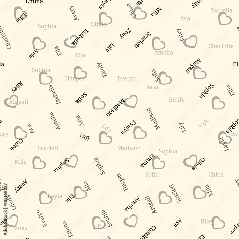 Seamless background pattern with girl name . Girl name seamless vector. Seamless background pattern with girl name . Girl name seamless vector.