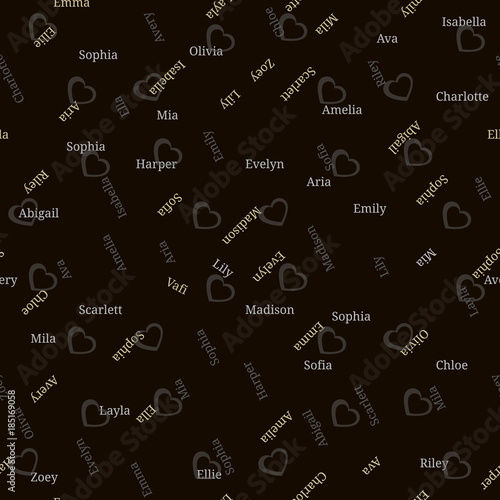 Seamless background pattern with girl name . Girl name seamless vector.