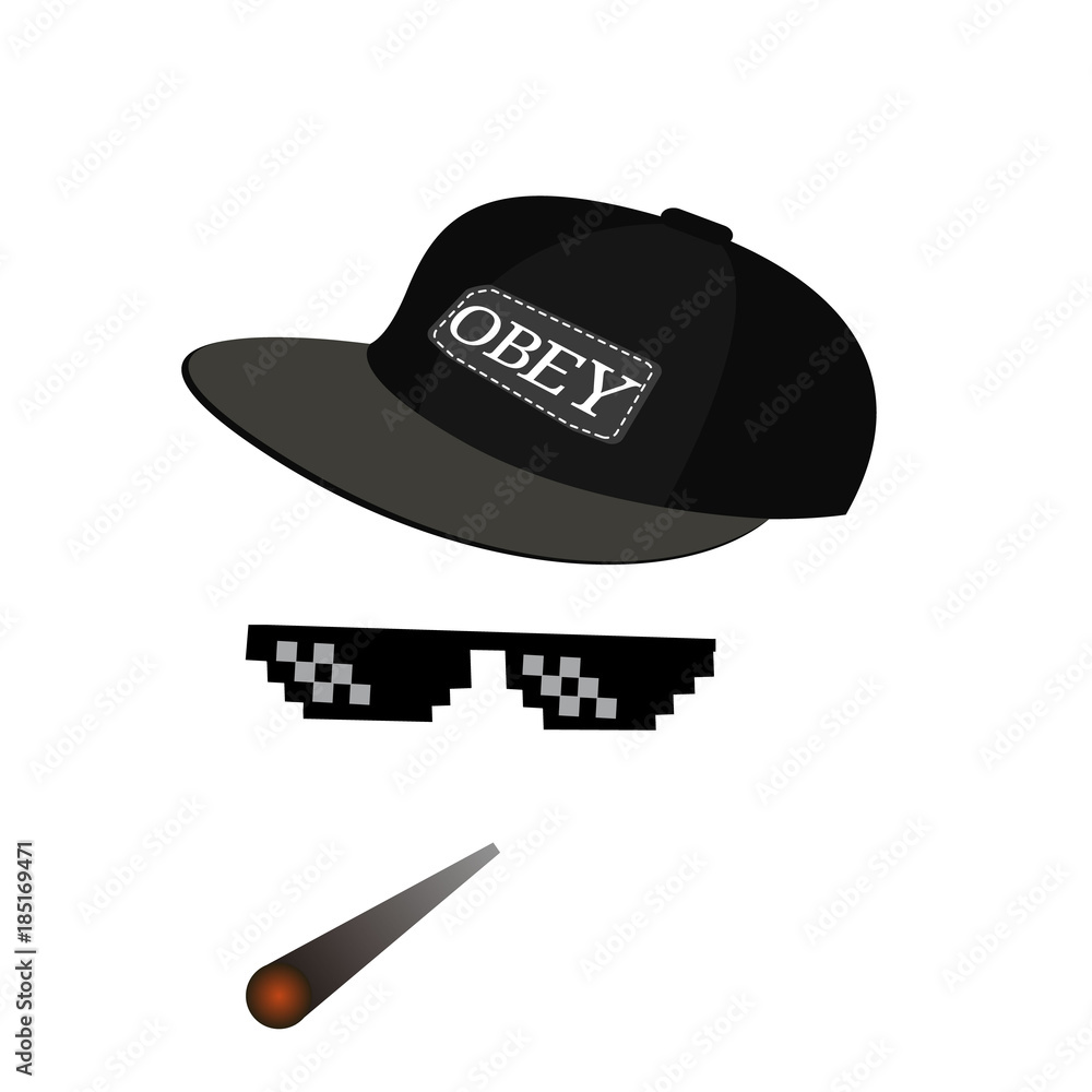 Vetor de glasses pixel vector icon. Pixel Art Glasses of Thug Life Meme and  smoke with cap - Isolated on White Background Vector 8 bit do Stock | Adobe  Stock