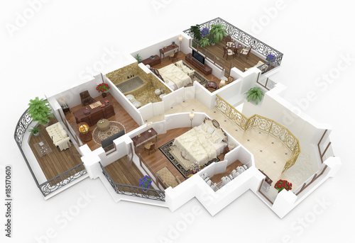 3d model of furnished home apartment
