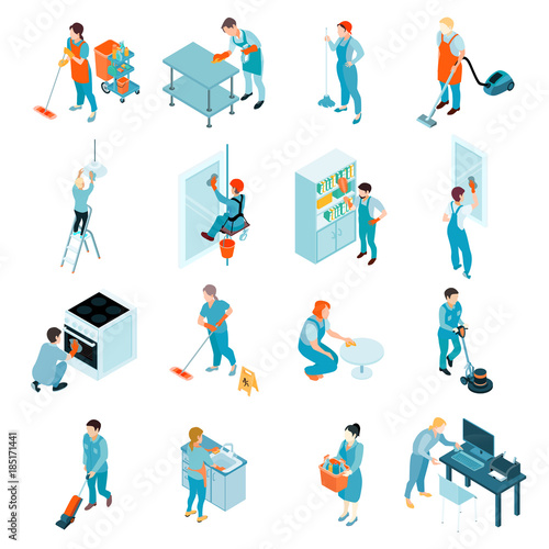 Cleaning Service Isometric Set