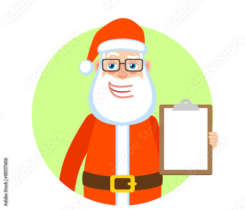 Santa Claus showing clipboard