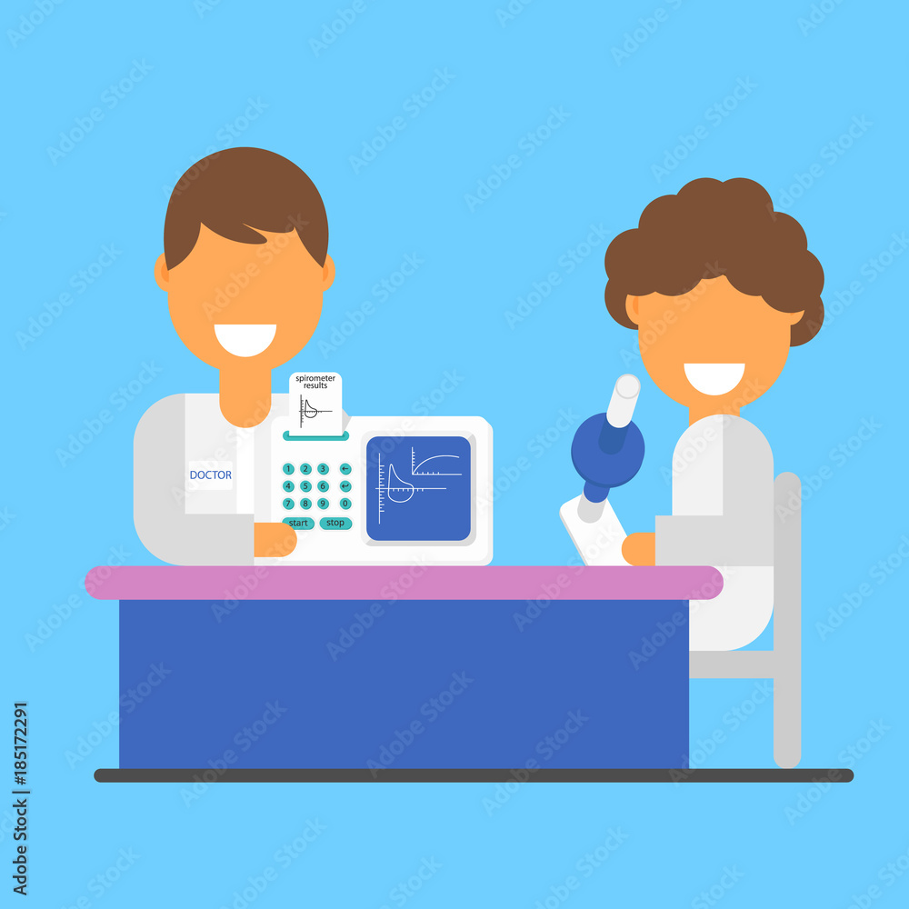Spirometry as a science and research, a banner. Vector lungs, spirometry and test results. Spirometry as a science and research, a banner. Vector lungs, spirometry and test results.