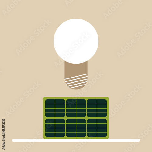Solar powered lamp. Vector illustration in a flat style.