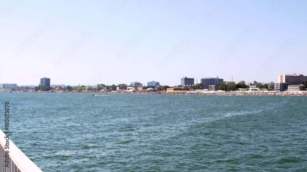 Black Sea Resort In Summer, Calm Sea And Blue Sky, Still Shot Black Sea Resort In Summer, Calm Sea And Blue Sky, Still Shot