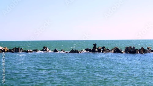Black Sea In The Morning Sun, Waves Crashing Over