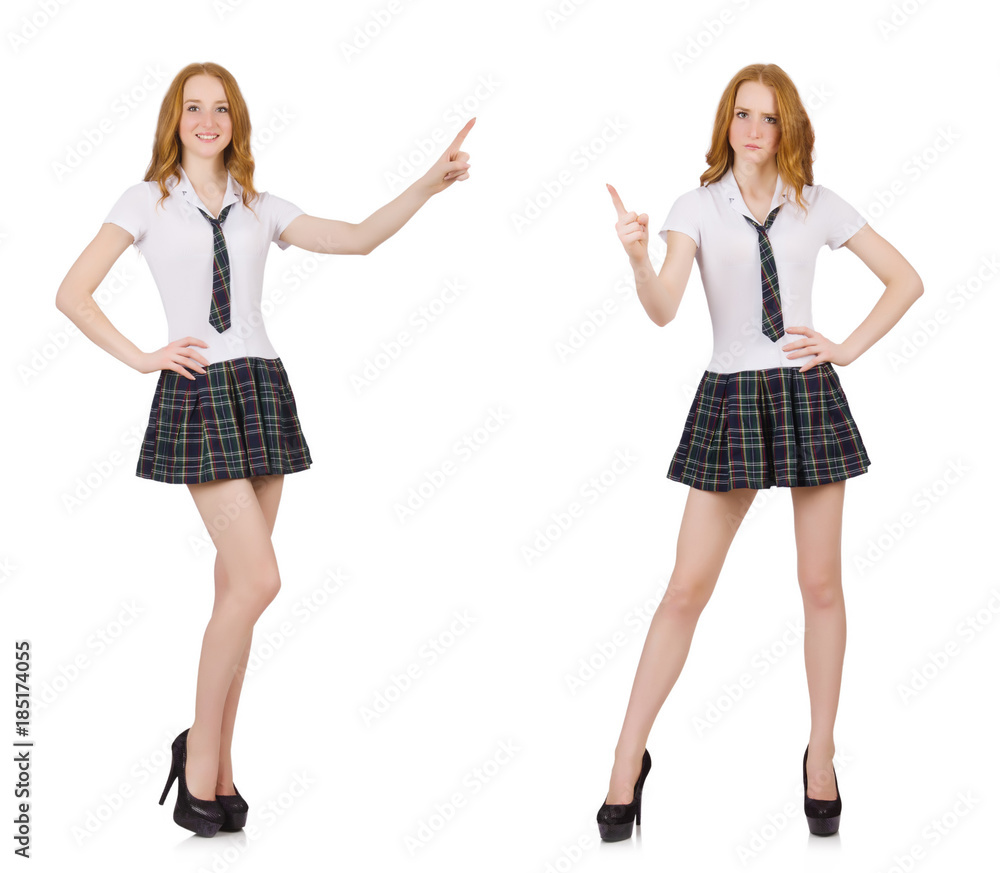 Young student female holding isolated on white Young student female holding isolated on white