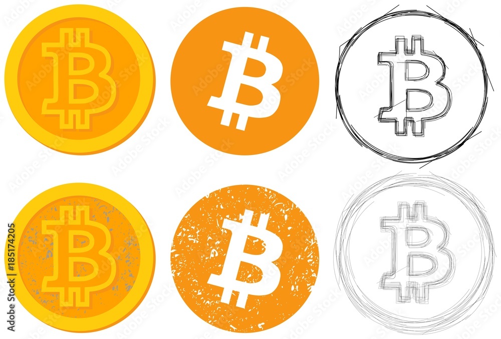 vector image of bictoin in different versions vector image of bictoin in different versions