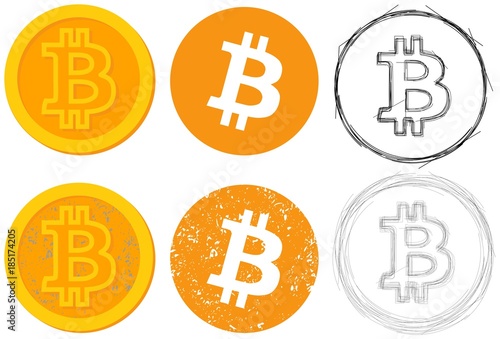 vector image of bictoin in different versions
