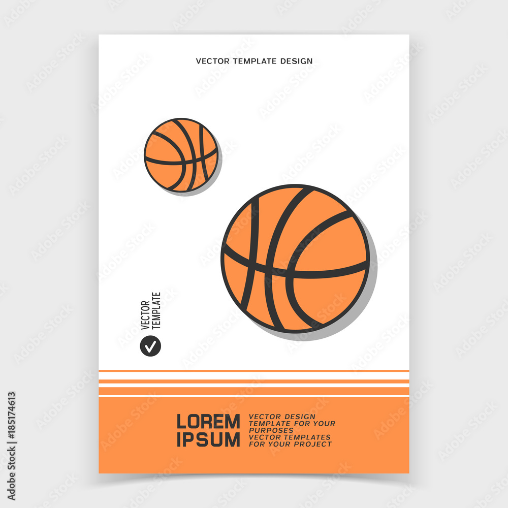Fototapeta Brochure or web banner design with basketball icon