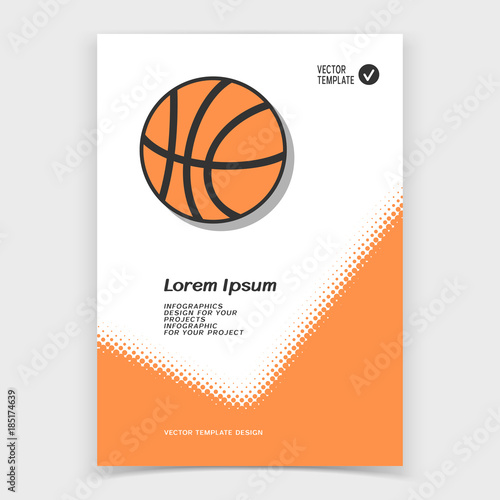Brochure or web banner design with basketball icon
