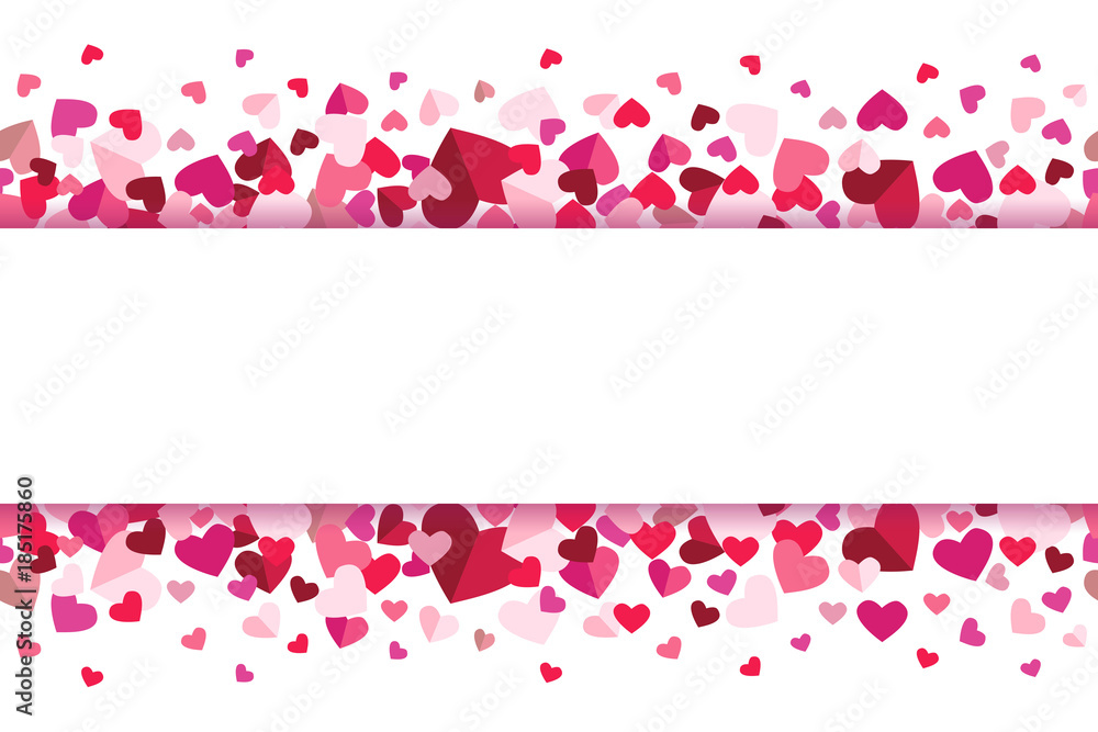 Valentines Day Floating Hearts Center Banner Repeating Vector ...
