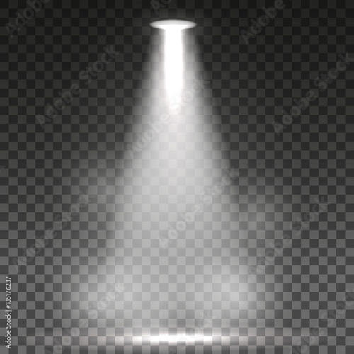 Stage illuminated spotlight on transparent background. Vector illustration.
