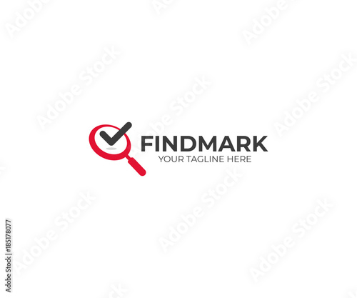 Loupe and Check Mark Logo Template. Magnifier and Tick Vector Design. Search Engine Optimization Illustration