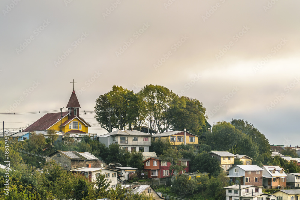 Neighborhood at Top of Hill, Puerto Montt, Chile