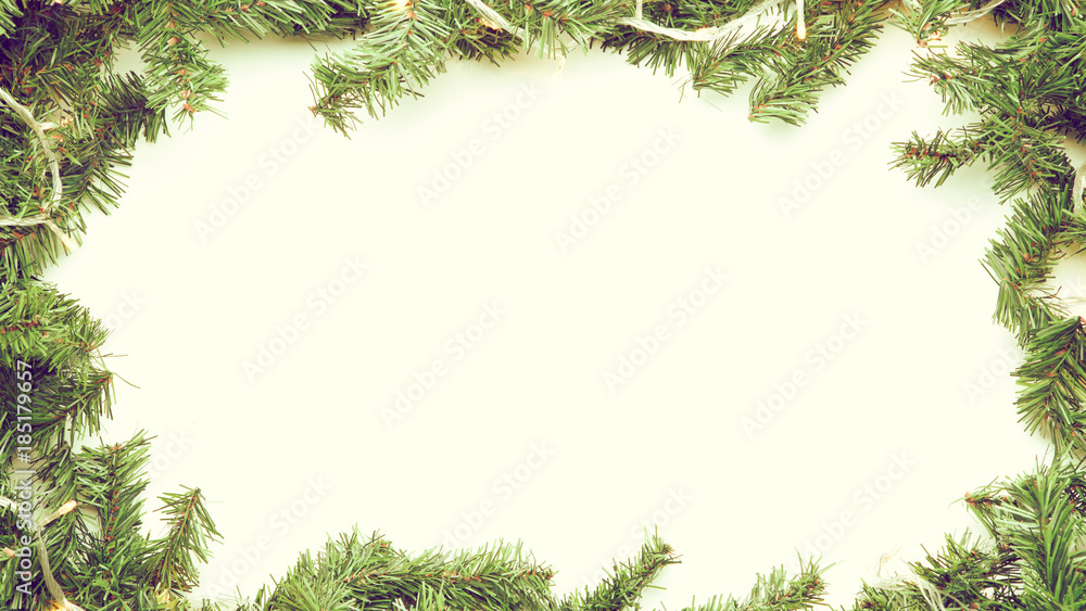 Branches of fir with garland Branches of fir with garland