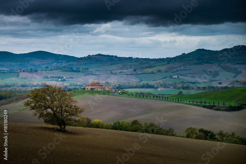 Casaglia, Pisa, Italy - 09 november, 2017: Trekking route in Casaglia, Municipality of Montecatini Val di Cecina photo