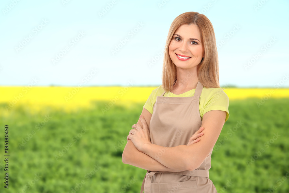 Owner of agribusiness in cultivated field Owner of agribusiness in cultivated field