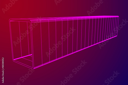 Wireframe low poly mesh construction metallurgy square tube profile symbol vector illustration