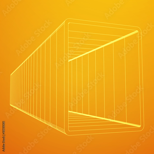 Wireframe low poly mesh construction metallurgy square tube profile symbol vector illustration