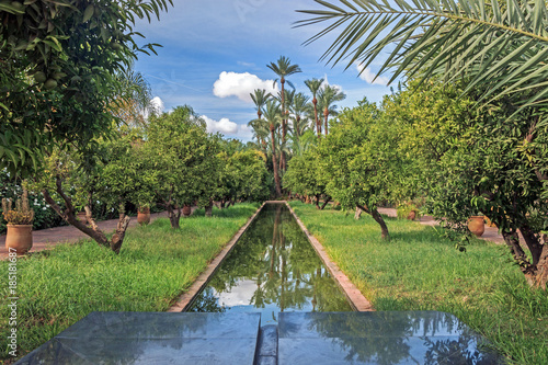 water fountain in Musée de la palmeraie garden in Marrakech, Morocco  photo