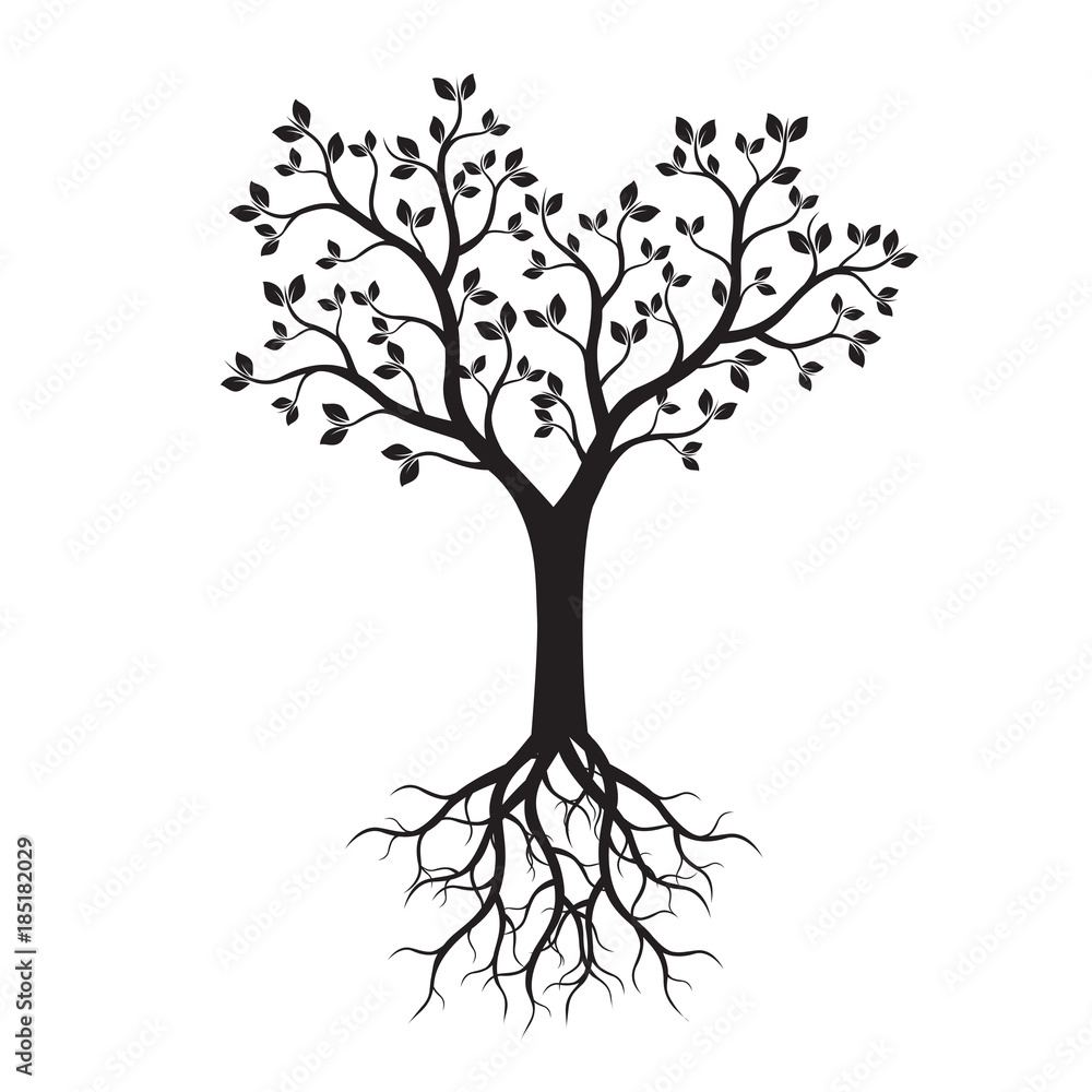 Naklejka premium Green Spring Tree. Vector Illustration.