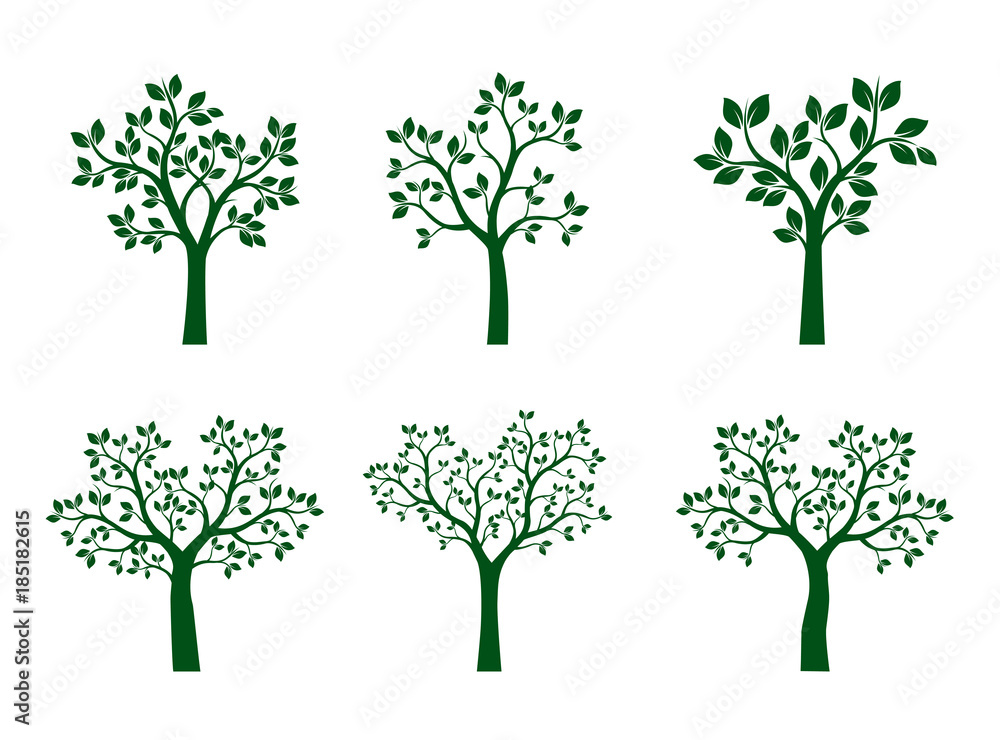 Set of Green Trees. Vector Illustration. Set of Green Trees. Vector Illustration.