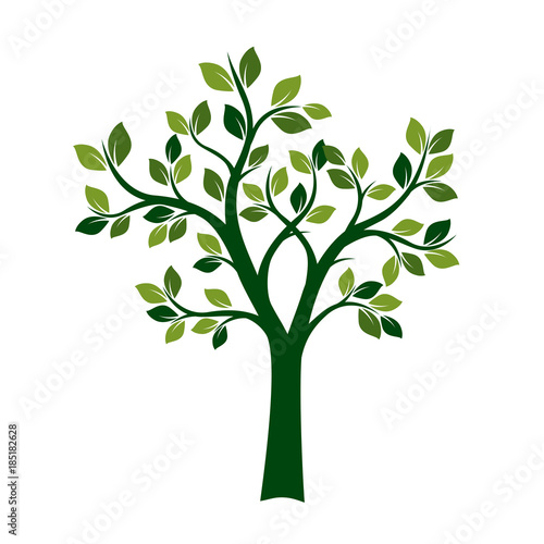 Green Spring Tree. Vector Illustration.