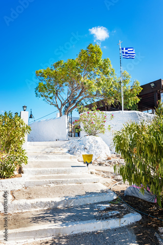 White painted stairs to Tsambika Monastery, (RHODES, GREECE) photo