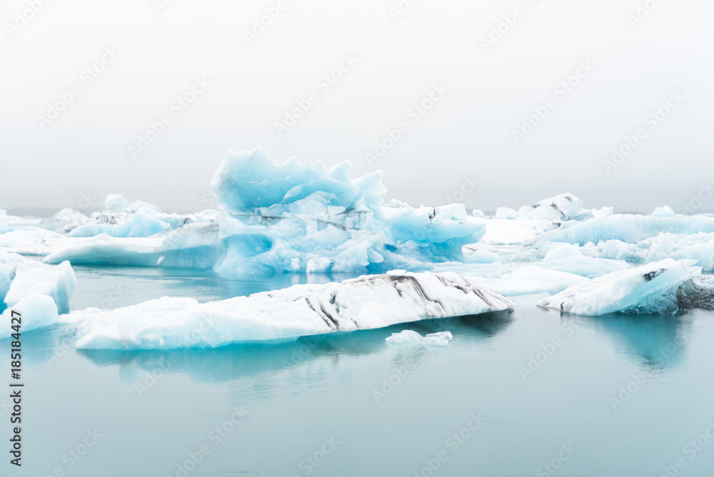 An ice lagoon near a glacier in Iceland