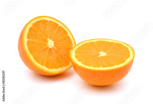 fresh orange fruit cut isolated on white background