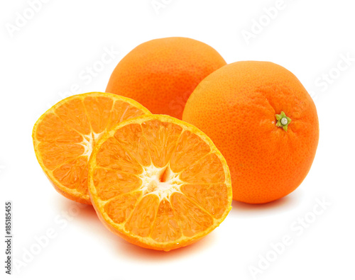 Orange mandarin or tangerine fruit isolated on white background