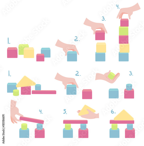 How to play wood block tower stack game with hand