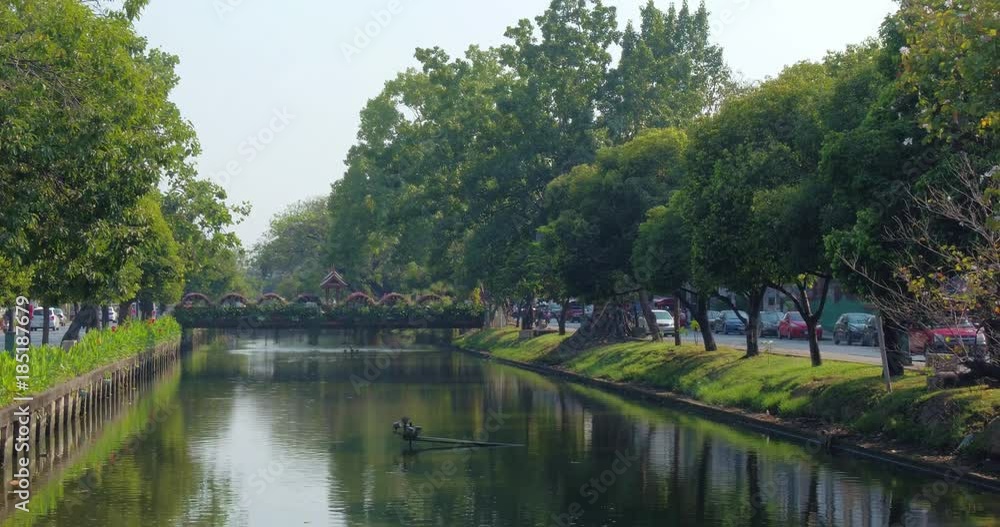 CHIANG MAI, THAILAND, MARCH 2017: Canal surrounding Chiang Mai CHIANG MAI, THAILAND, MARCH 2017: Canal surrounding Chiang Mai